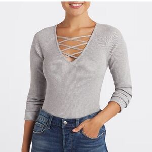 Lety & Me Walker Fitted Sweater Grey Medium NWT STITCH FIX